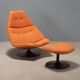 Artifort F588 armchair vintage design by G. Harcourt with footrest 1960s