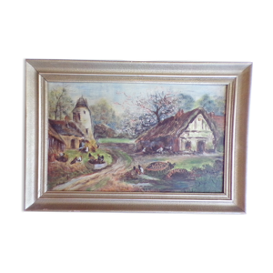 Tableau champetre signé