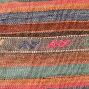 5x8 Orange Blue Striped Turkish Vintage Kilim Rug 170x245Cm