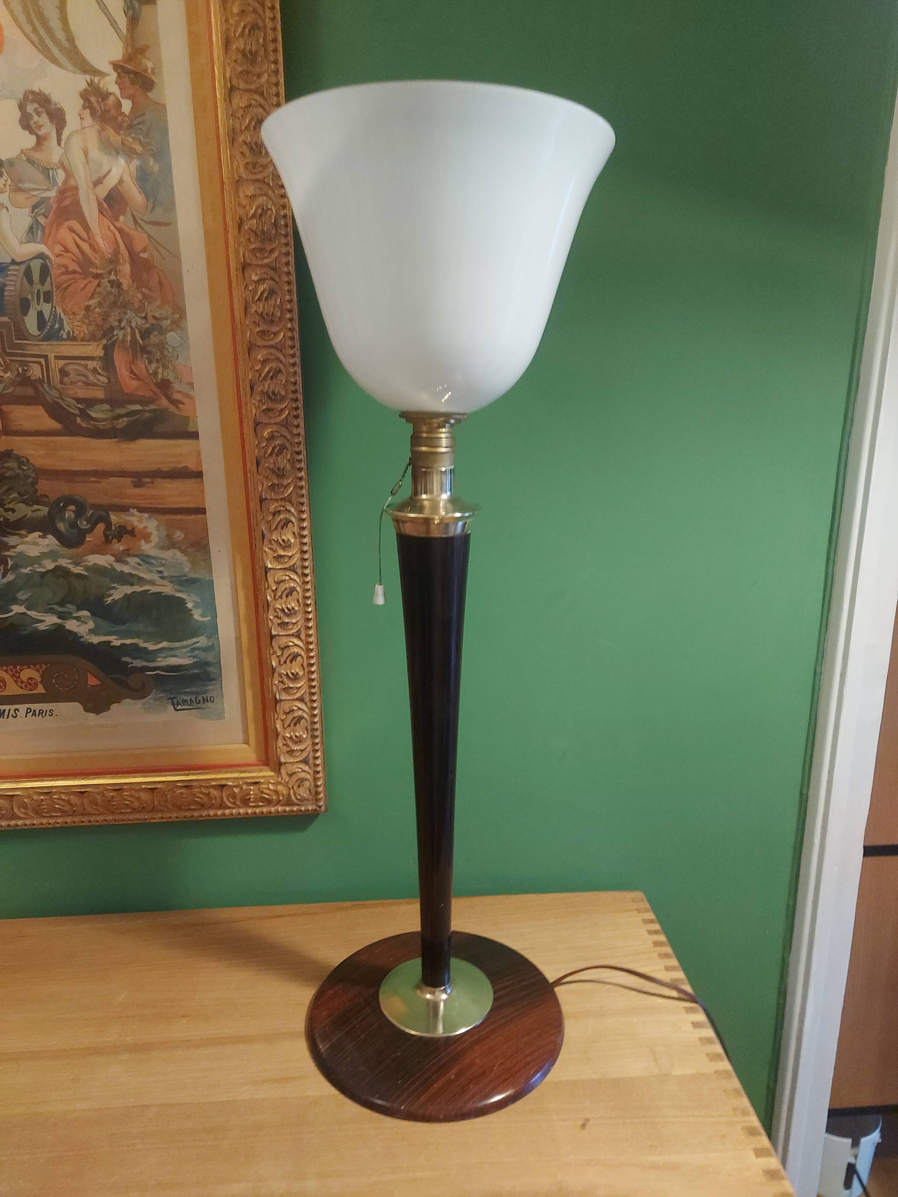Lampe avec opaline Mazda