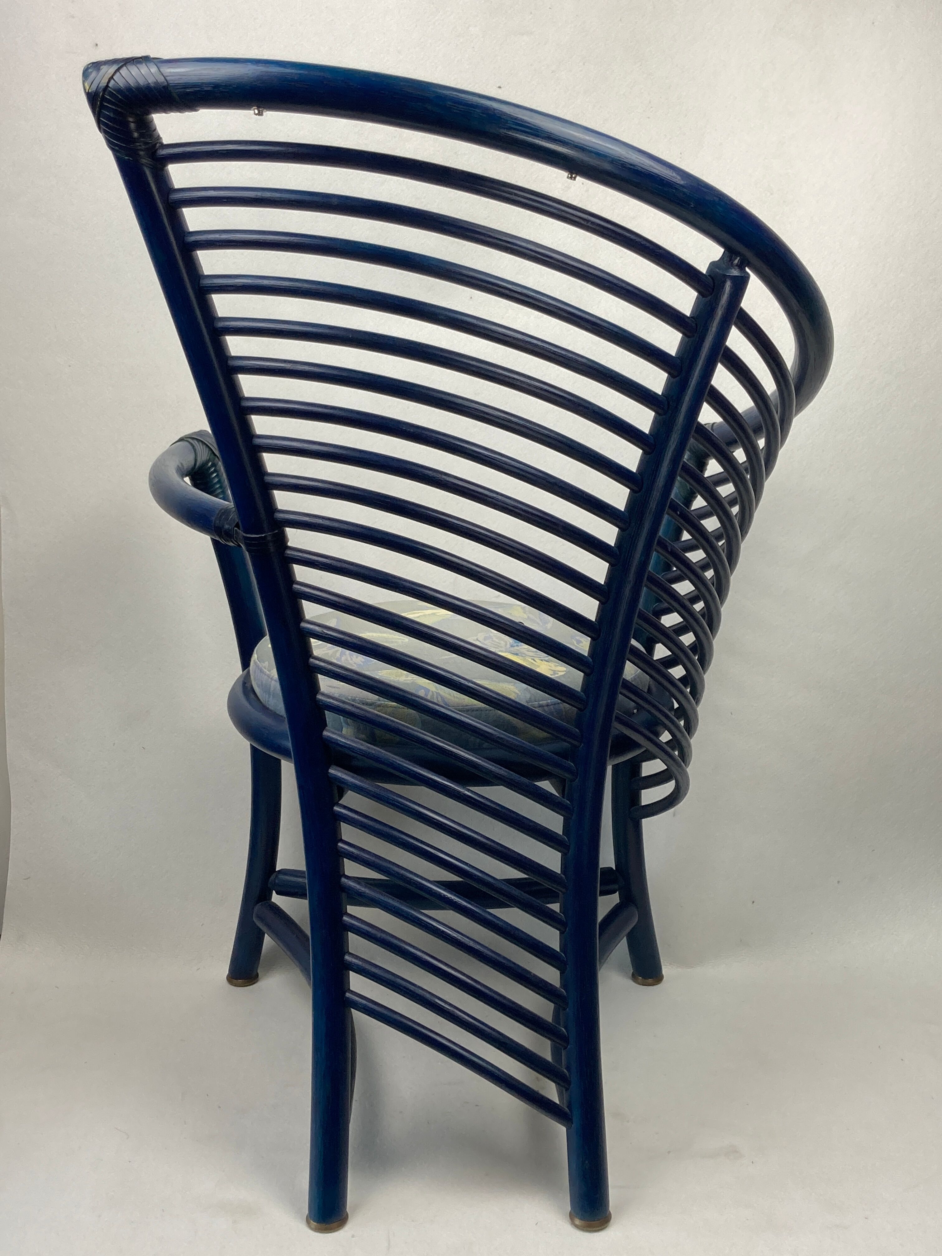 Set of 4 sculptural rattan bamboo dining chairs, Flechtatelier Schütz, Germany 1980s