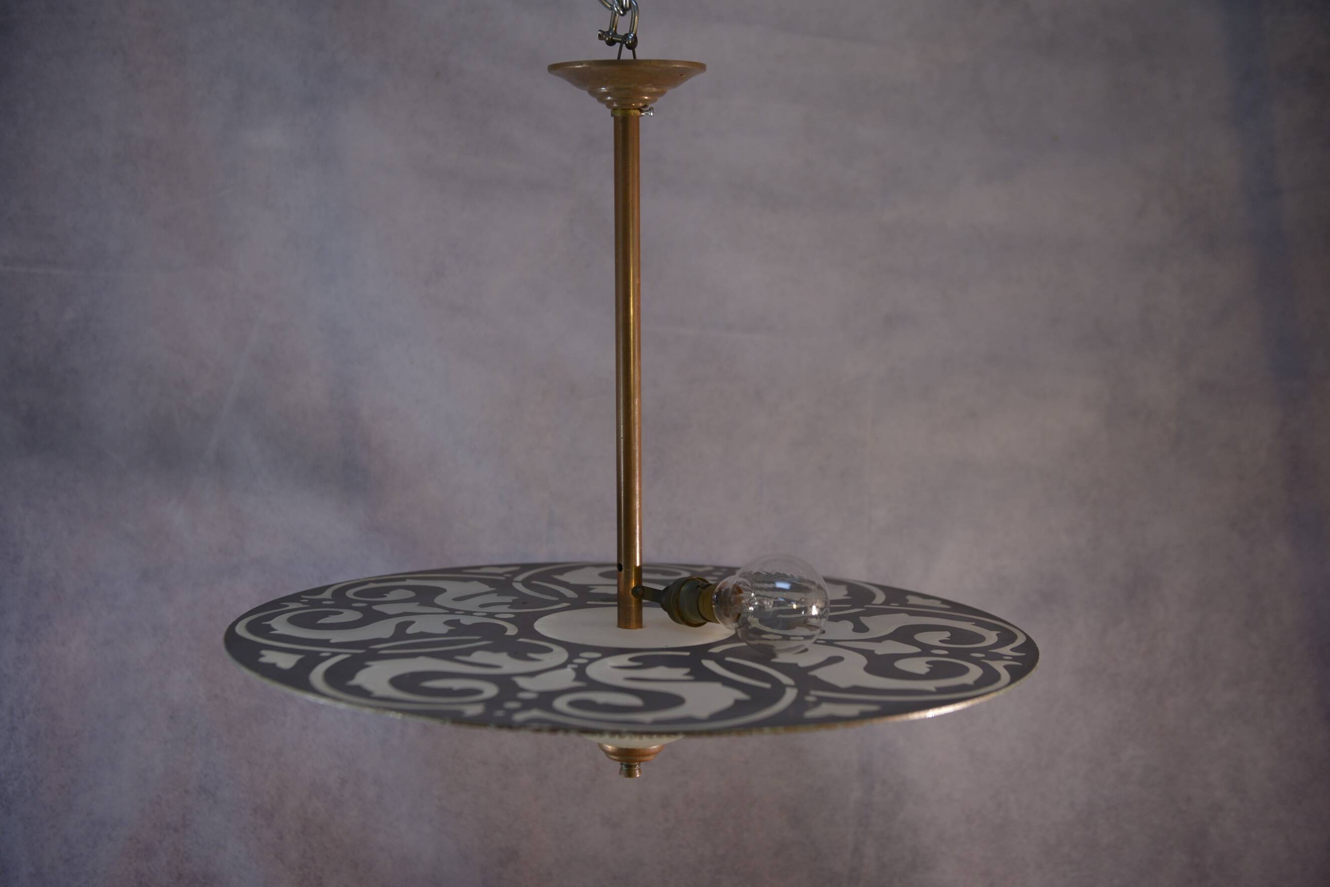 Art Deco chandelier in frosted and mirrored glass, 1940s
