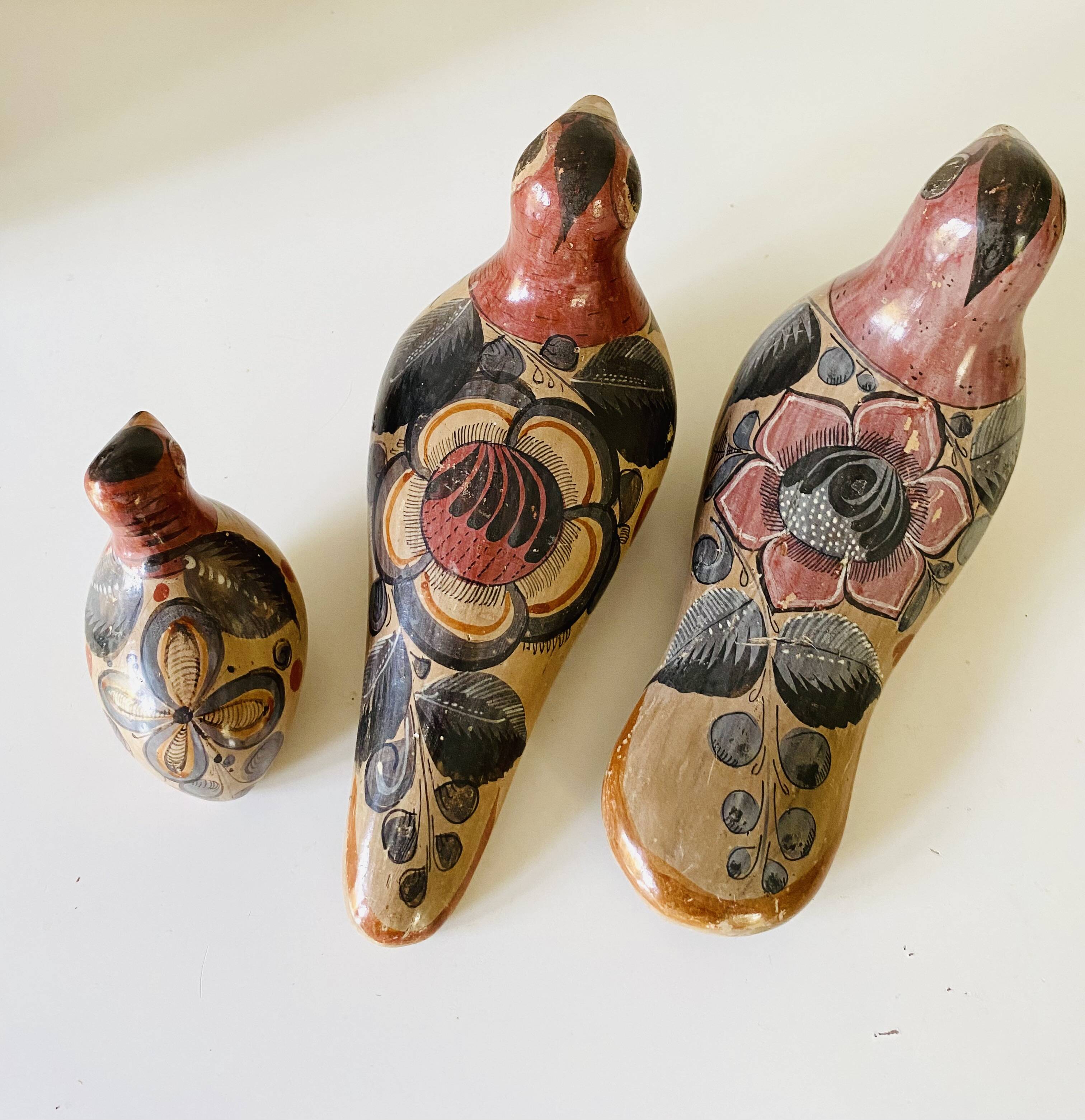 Tonala bird trio, Mexican ceramic