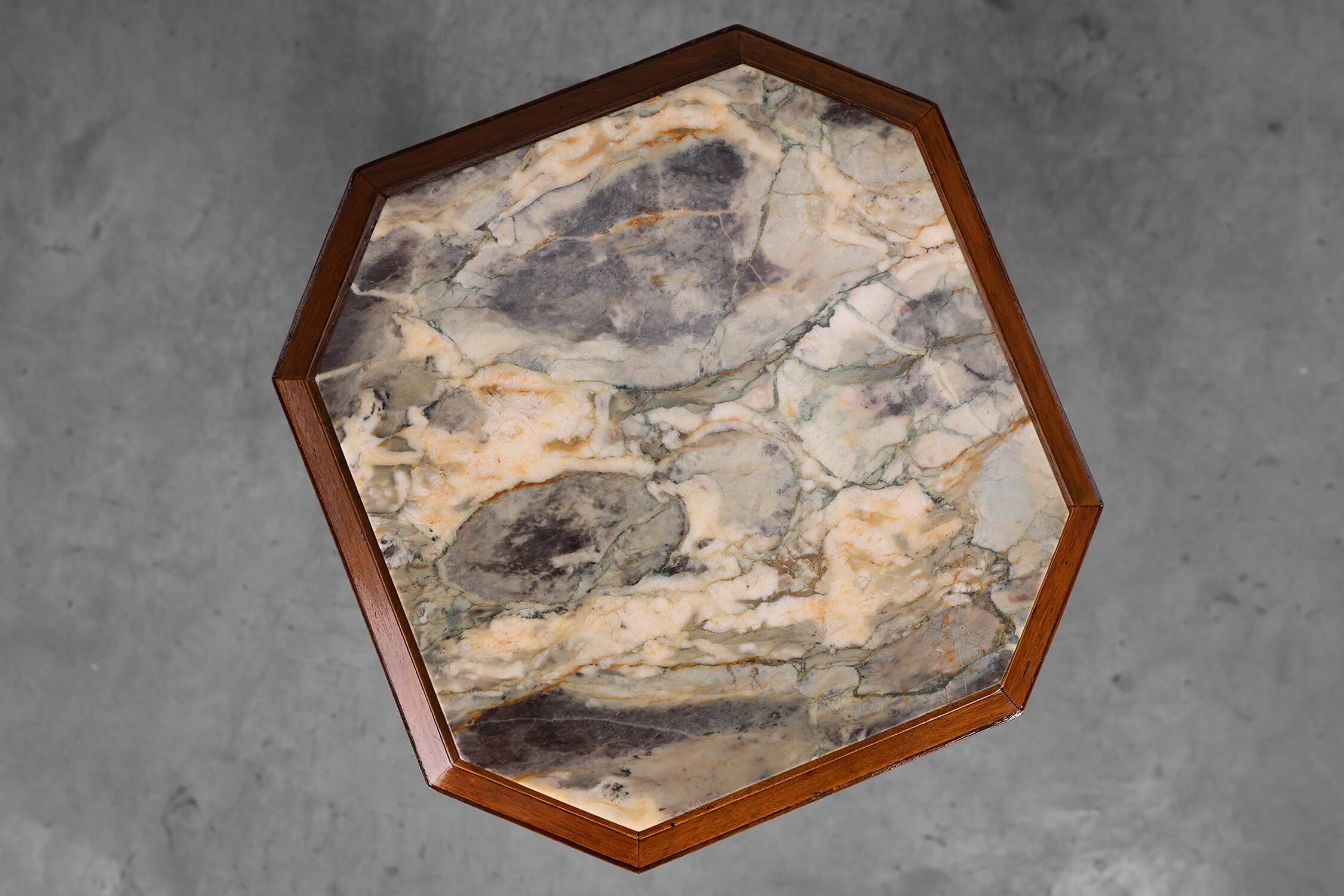 Oak & Marble large Art Deco pedestal, France 1920s