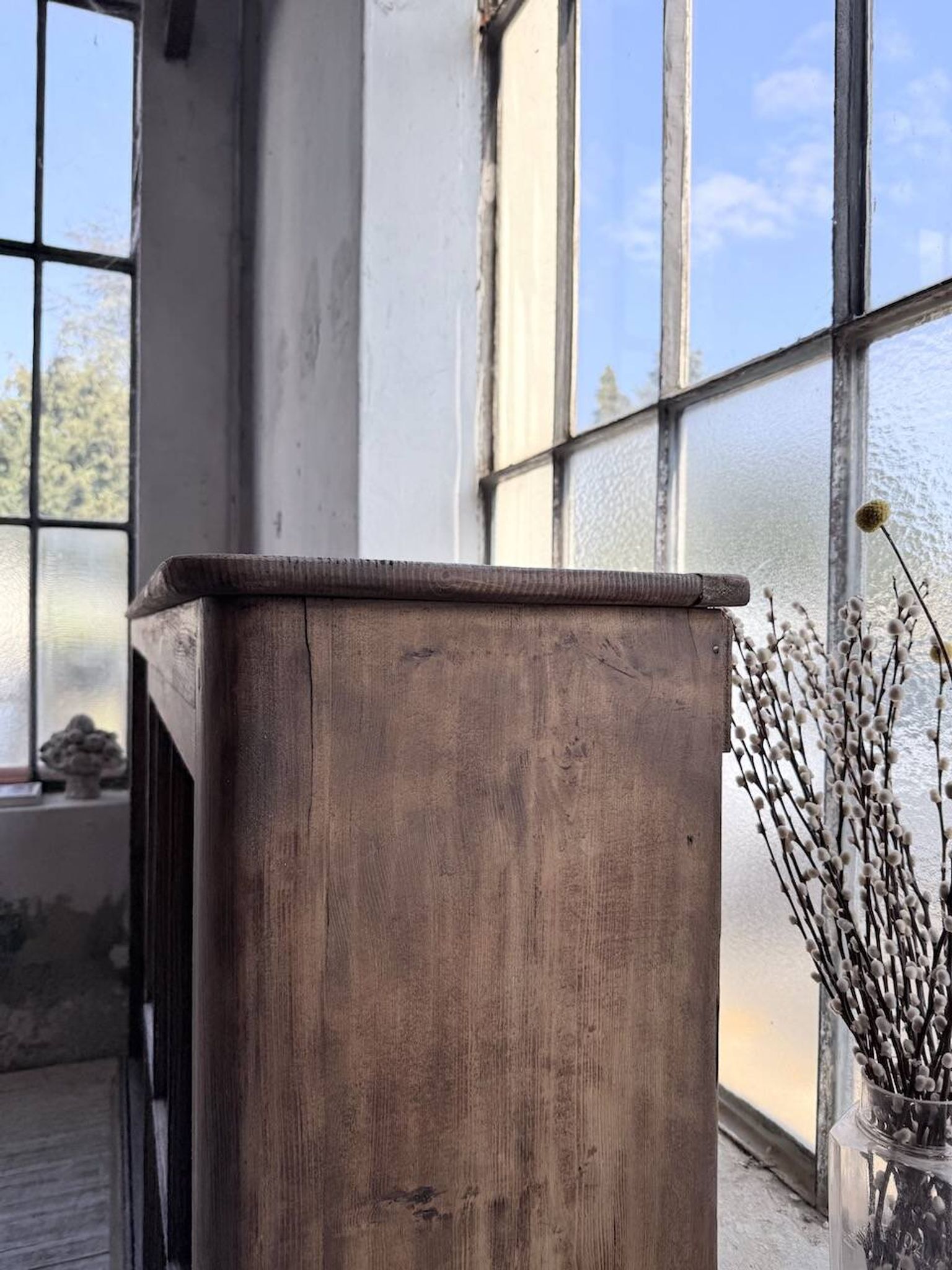 XXL industrial sideboard with glass doors
