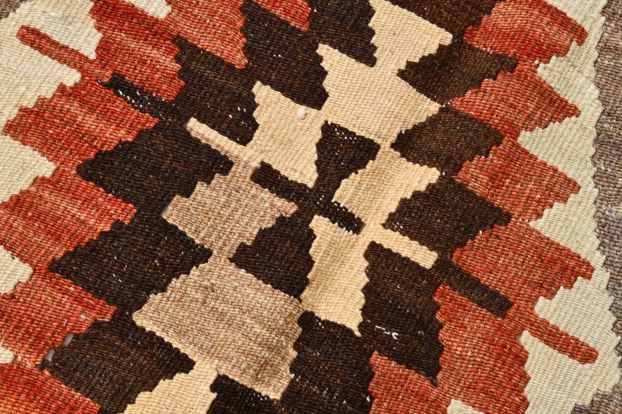 6x11 Geometric Pattern Turkish Vintage Kilim Rug, 172x346Cm