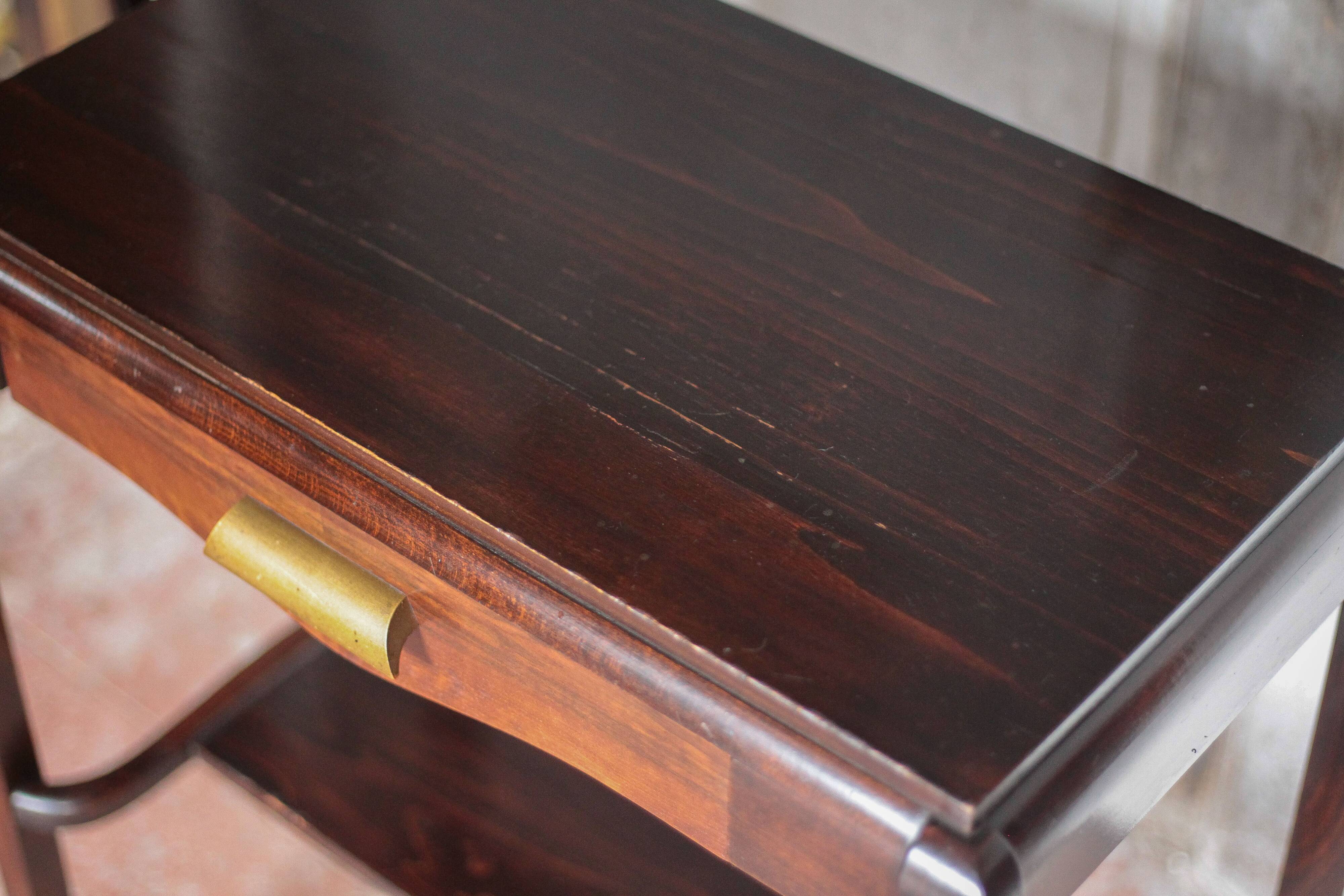 Table vintage, table bois avec 1 tiroir, console art déco, table d'appoint