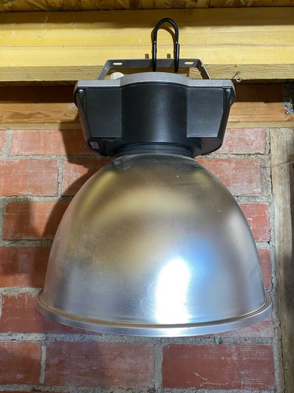 Suspension Ancienne Industrielle PHILIPS Globe Alu Gris  Vintage