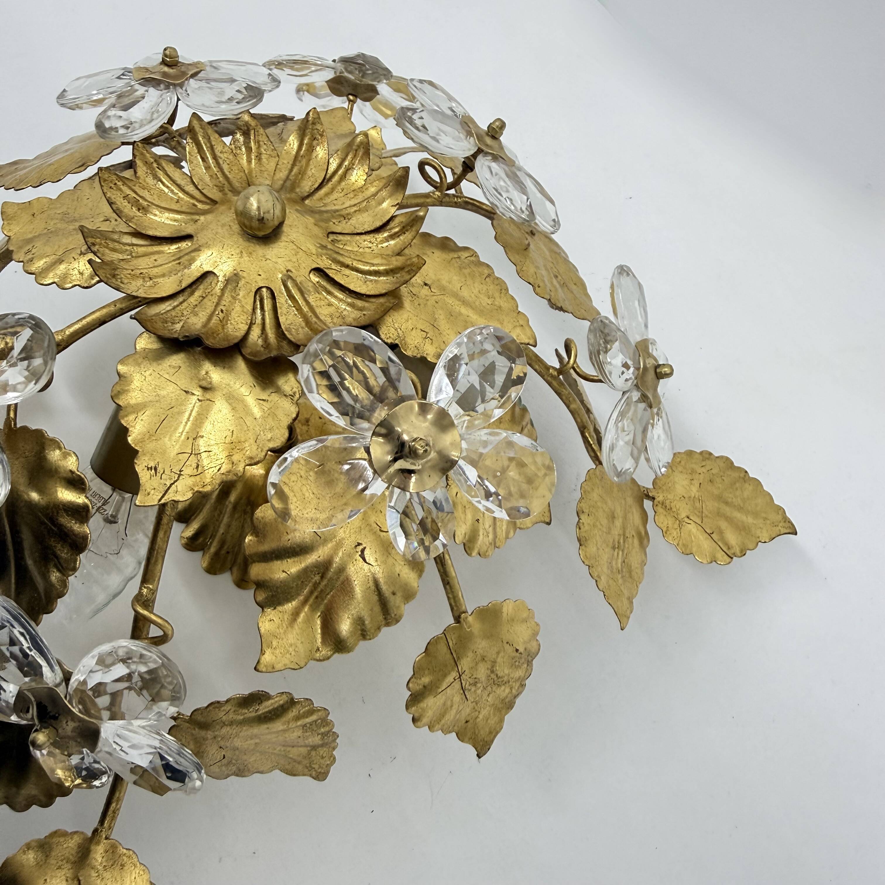 Mid-century design banci style ceiling lamp crystal flower , 1970sMid-centu