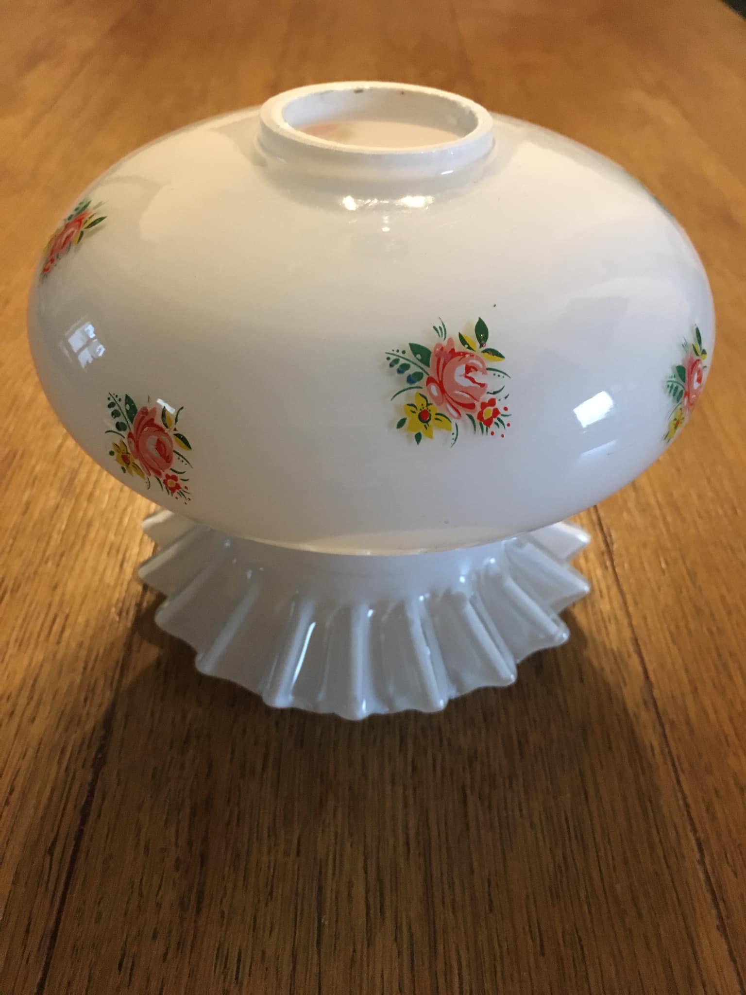 White opaline tulip with skirt stocking and floral patterns