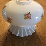 White opaline tulip with skirt stocking and floral patterns