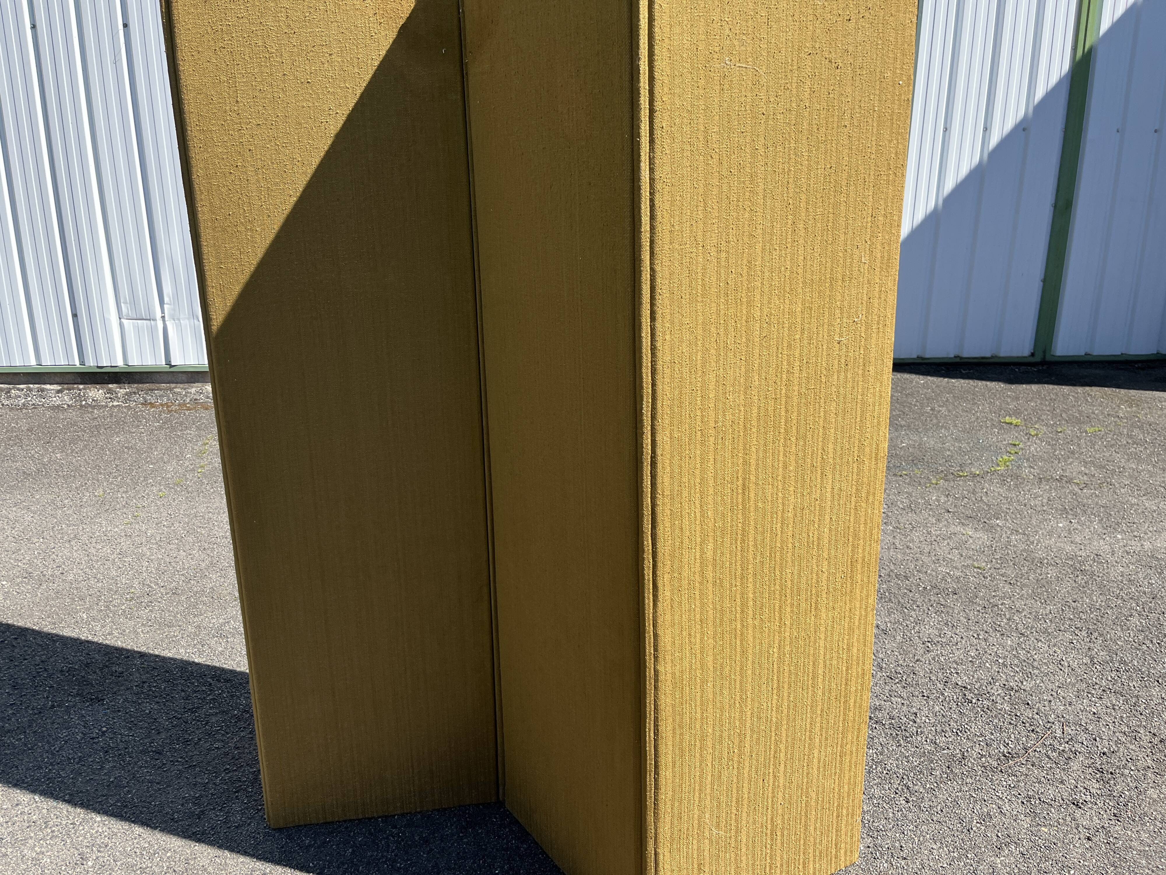 Antique 4-panel screen – burlap and upholstery nails