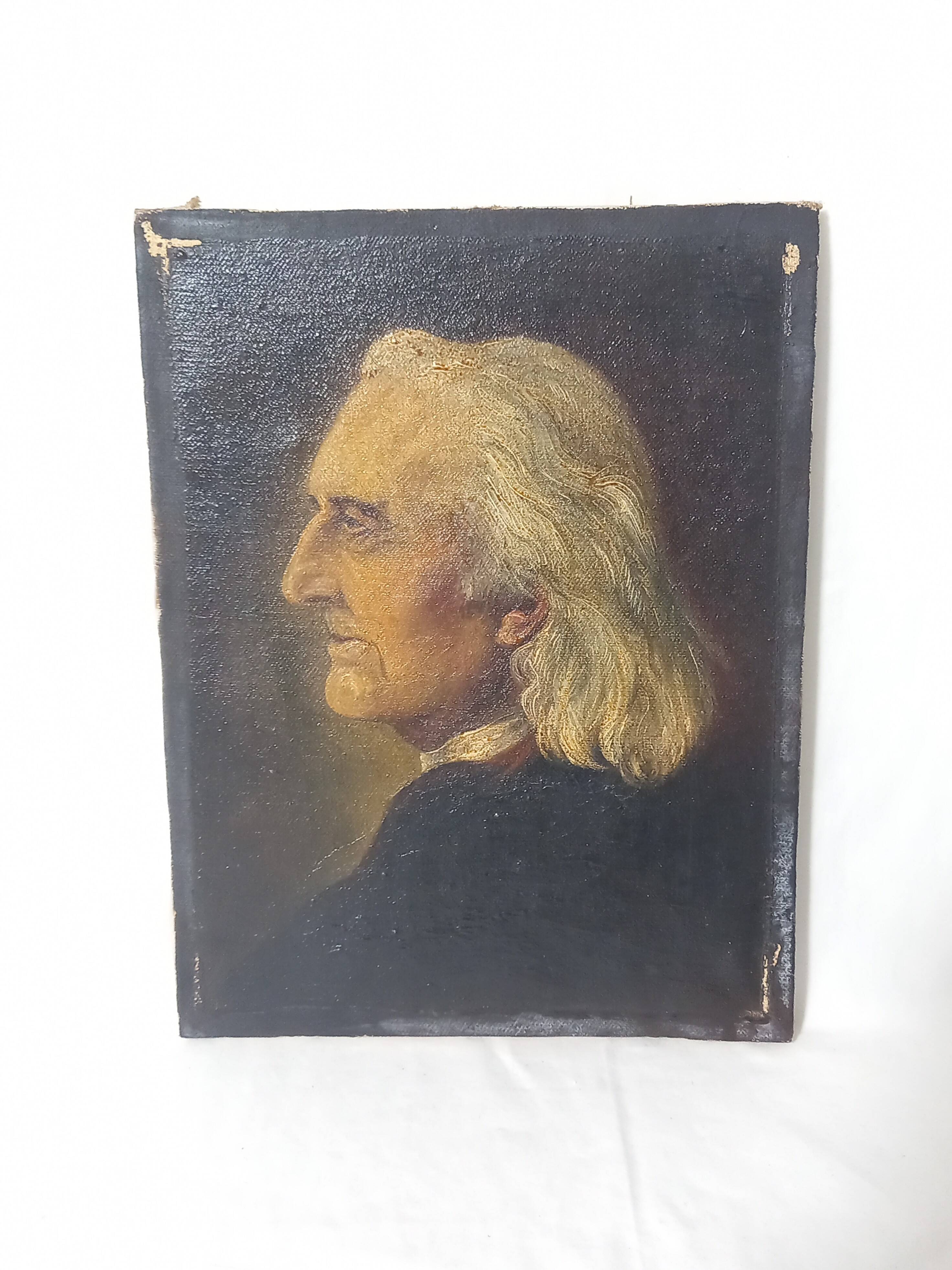 Charismatic Portrait of the Composer Franz Liszt – Oil On Canvas