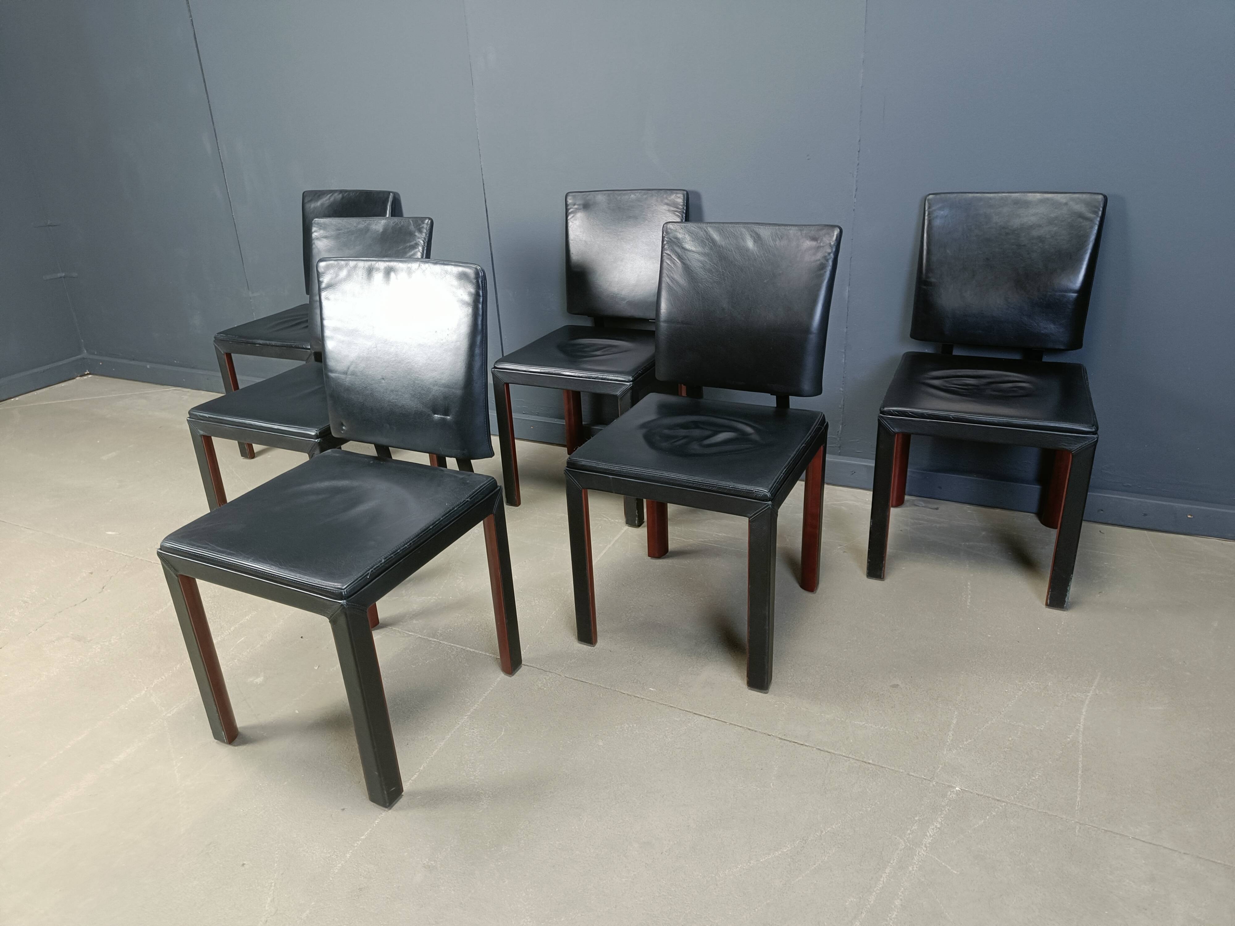 Vintage leather dining chairs by Durlet, 1980s