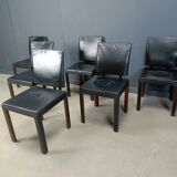 Vintage leather dining chairs by Durlet, 1980s