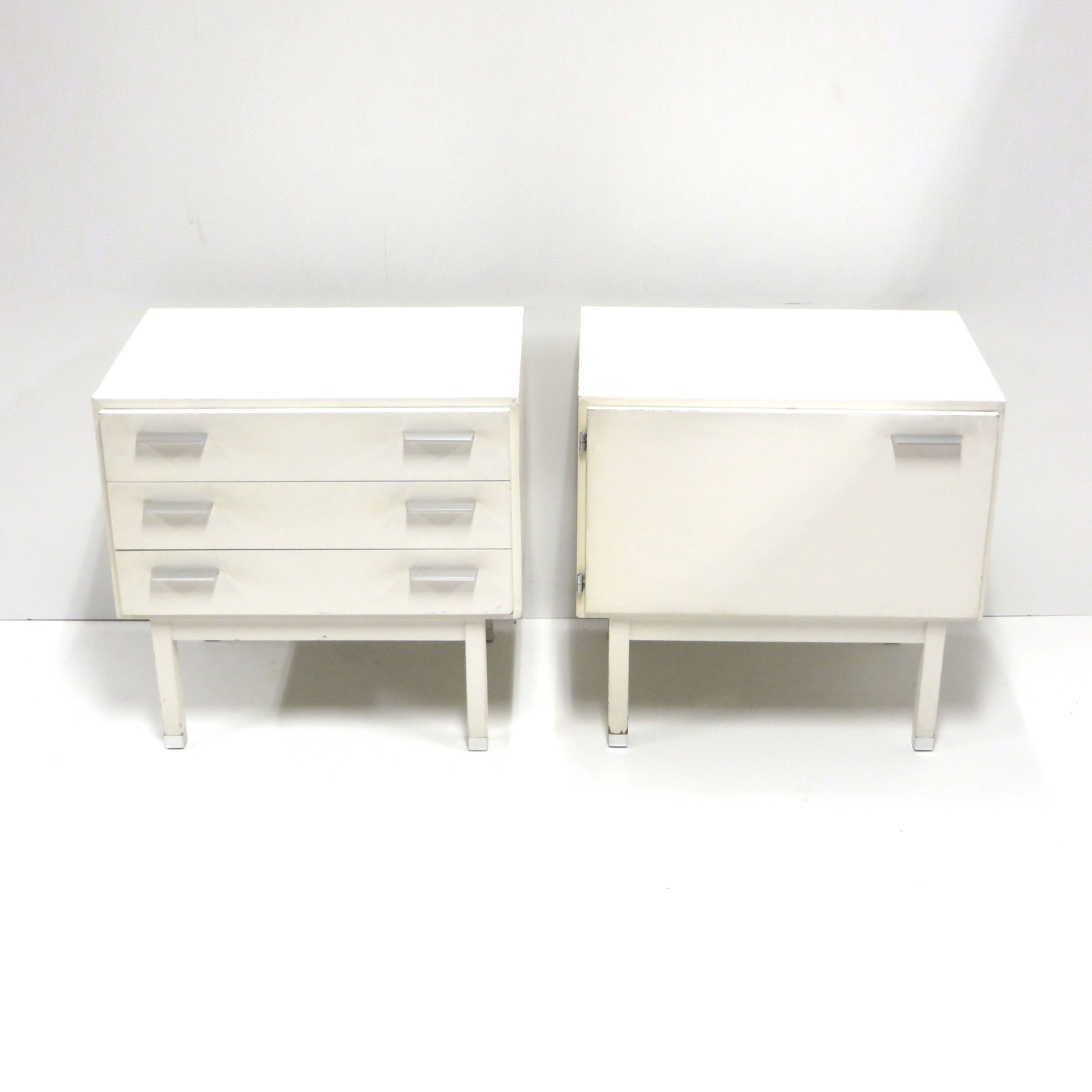 Set of two vintage white bedside tables made in the 70s