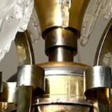 Antique Art Deco brass and glass chandelier