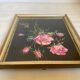 Tableau bouquet de fleurs peint sur velours signée