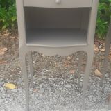 Pairs of bedside tables 1 drawer 1 niche style Louis XV wood gray mink