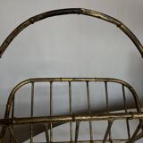 Porte revues 1960 faux bambou en fer battu doré travail italien