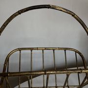 1960 magazine rack faux bamboo in beaten gold iron Italian craftsmanship