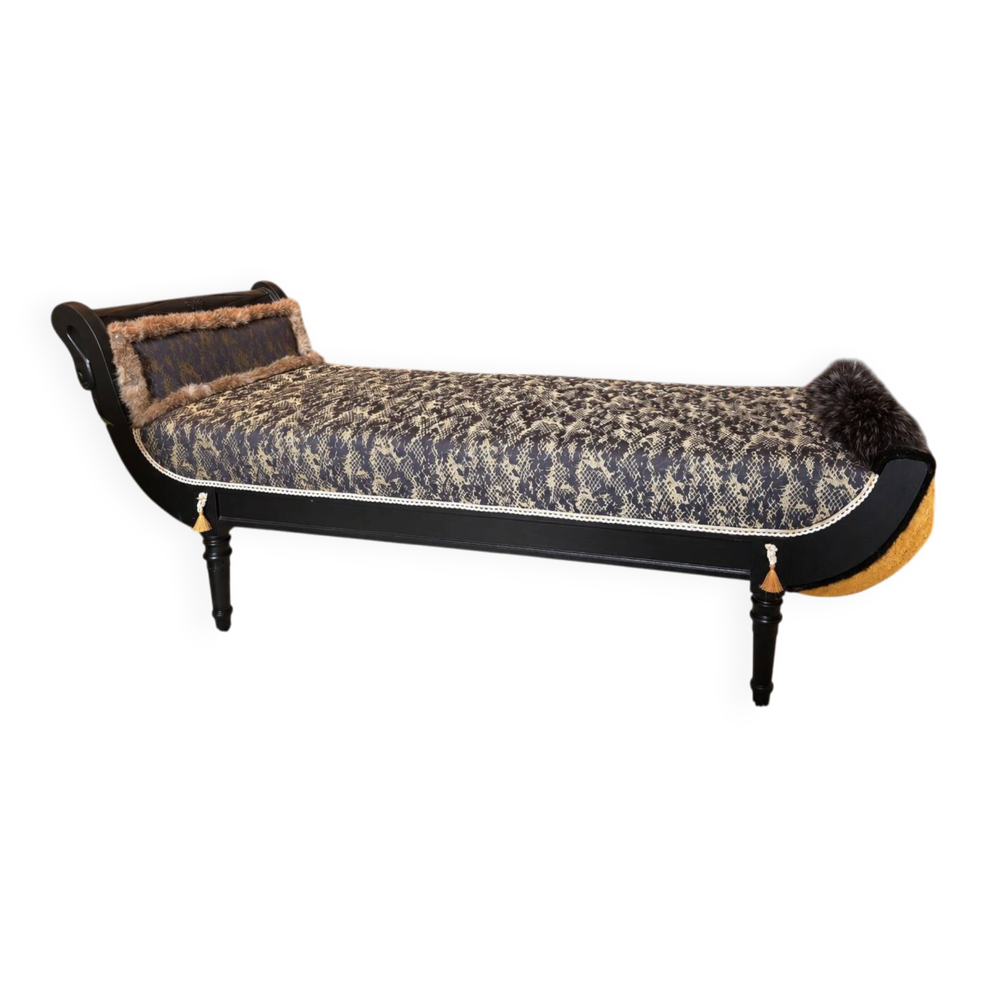 Restored Napoléon III Méridienne – Jean Paul Gaultier fabric for Lelièvre