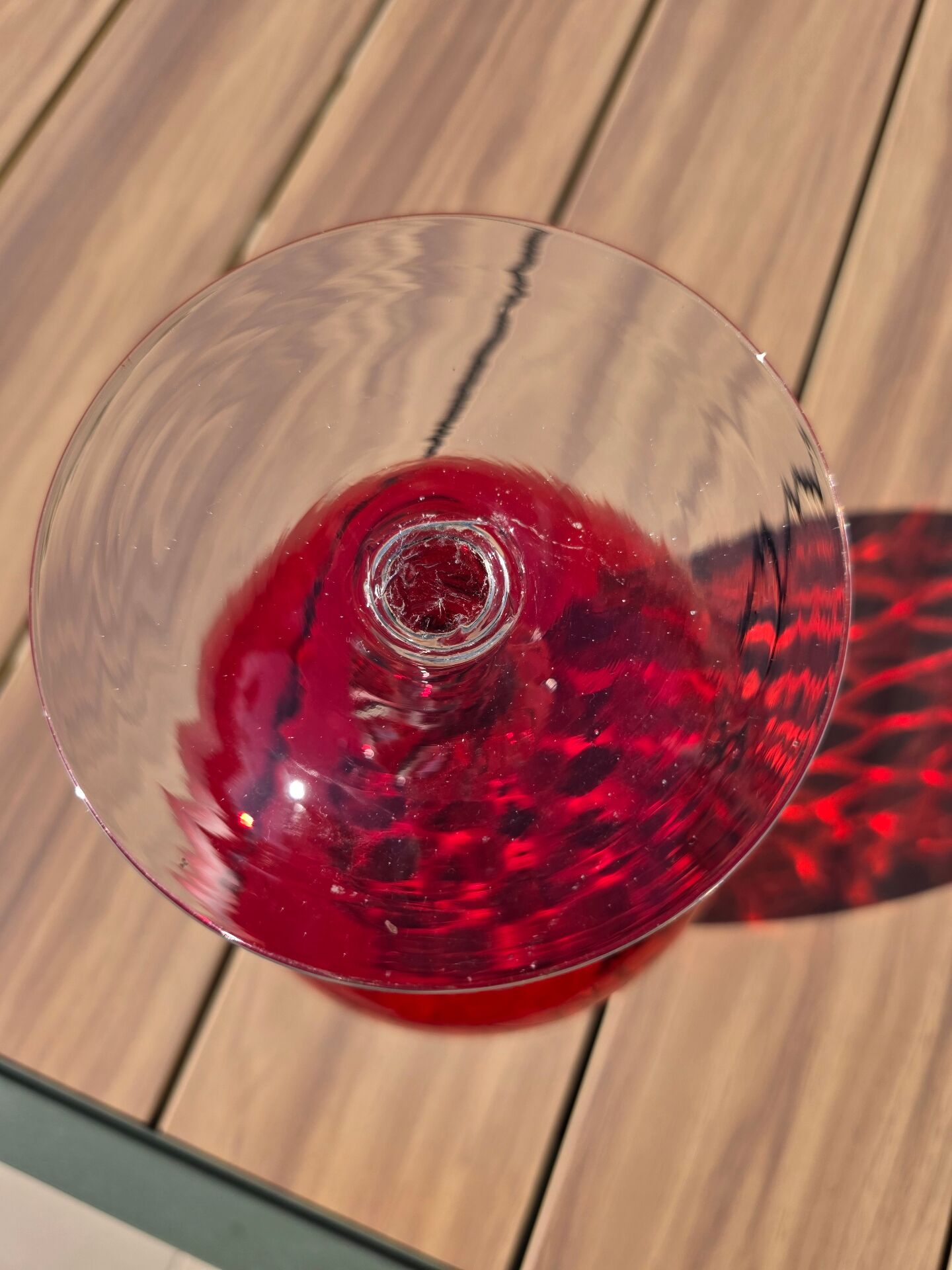 Giant glass 29 cm Empoli ruby red vintage blown glass