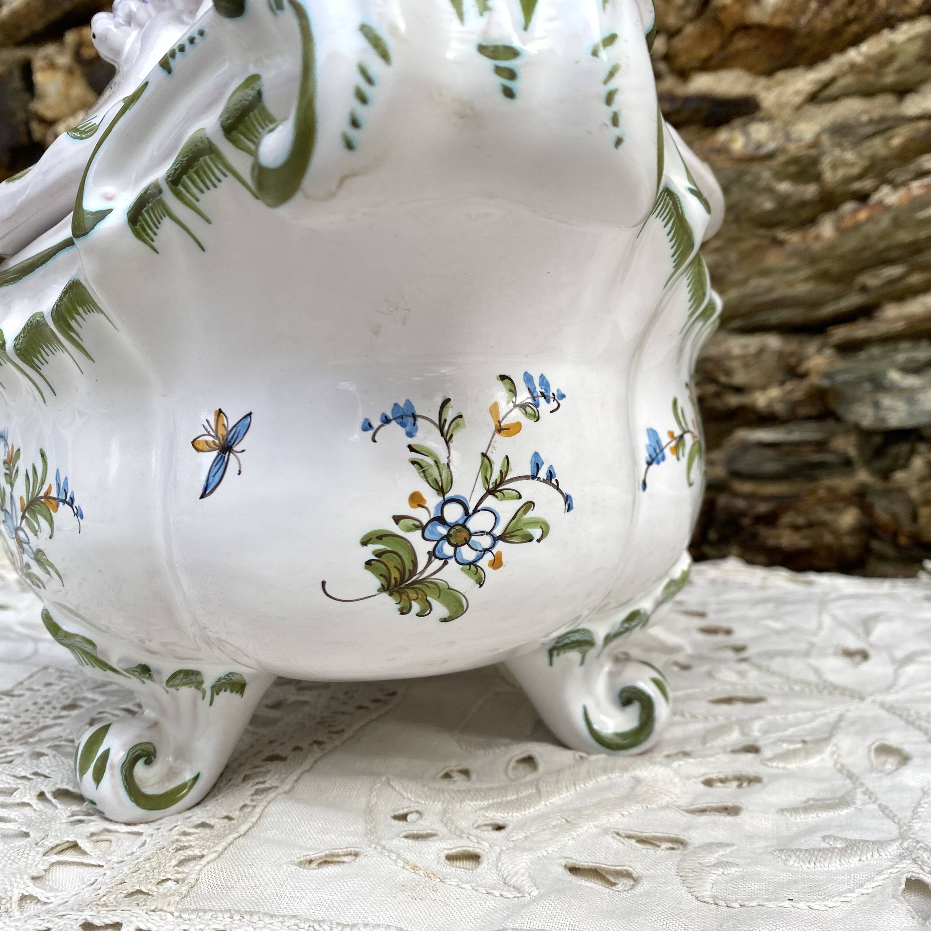Hand-decorated earthenware soup tureen, Lallier Pottery