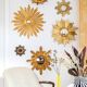 Vintage Italian golden sun mirror, mid-20th century.