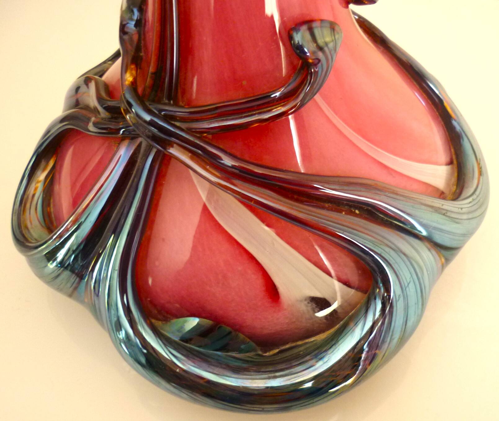 Blown glass vase, Biot, signed Jean Michel Operto, 1980s/1990s