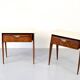 Set of 2 Italian Midcentury Rosewood and carrara bedsides tables