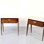 Set of 2 Italian Midcentury Rosewood and carrara bedsides tables