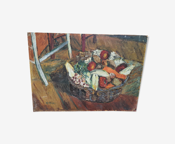 Tableau nature morte légumes vintage