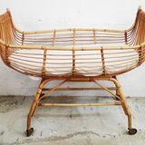 Vintage rattan cradle