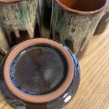 Set of 5 high enamelled sandstone cups