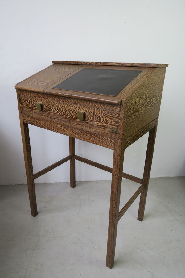 Bureau de secrétaire avec tabouret en macasar des années 60