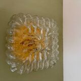 Vintage globe wall or ceiling light in transparent molded glass