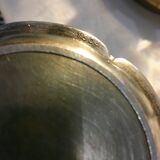 Chiseled silver metal candle holder