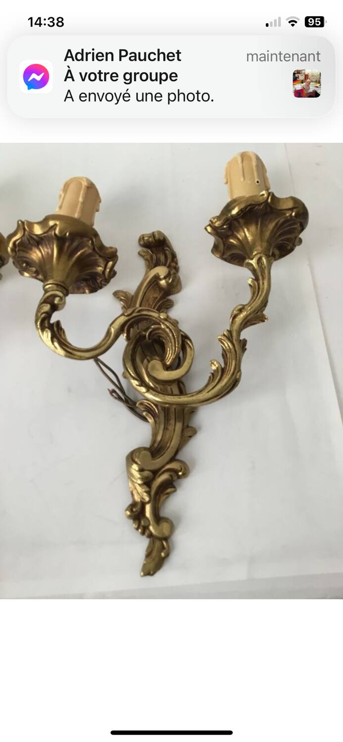 Pair of bronze wall sconces