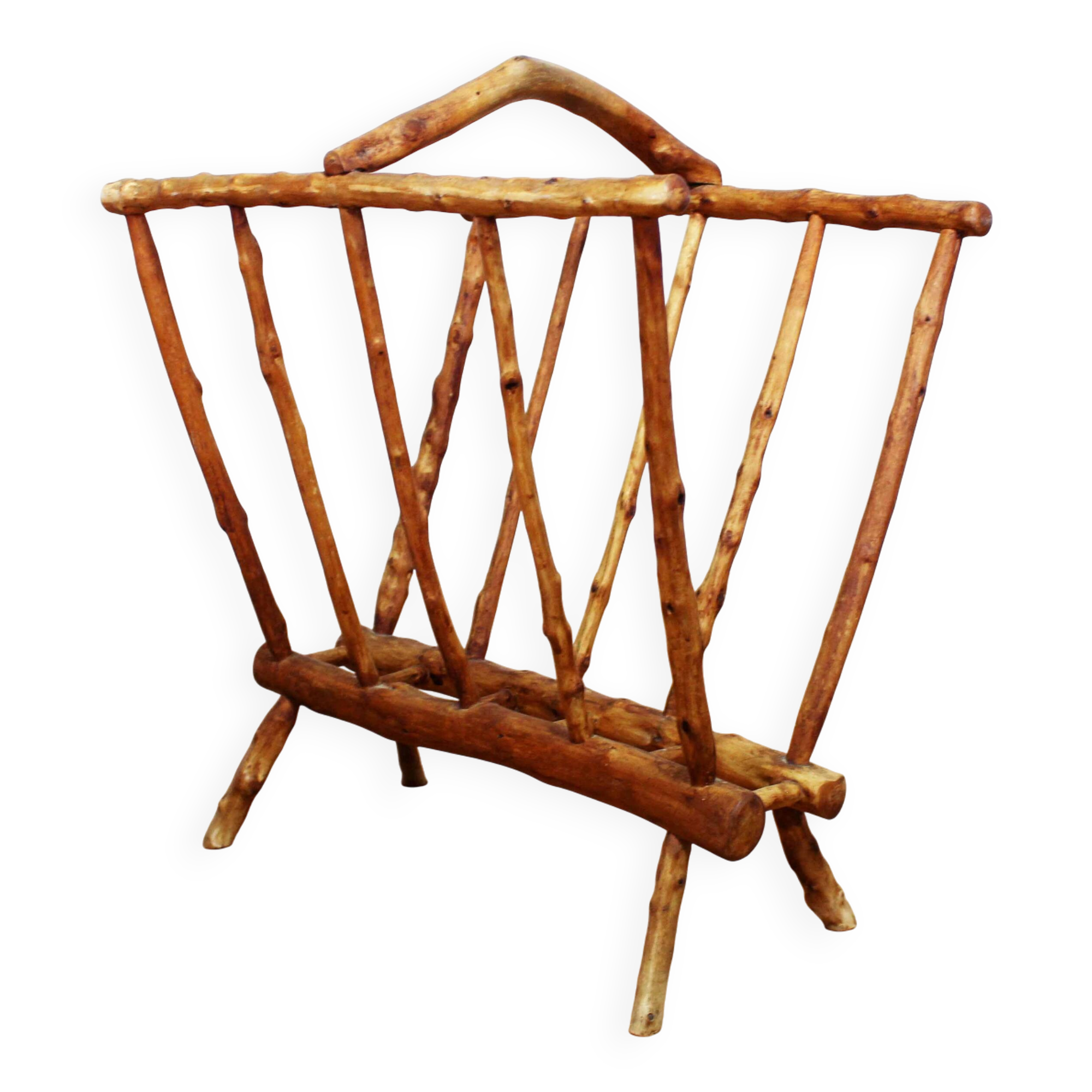 Brutalist wooden magazine rack 1950