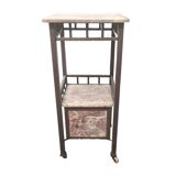 Antique French Bedside Table With Marble, late 1800s