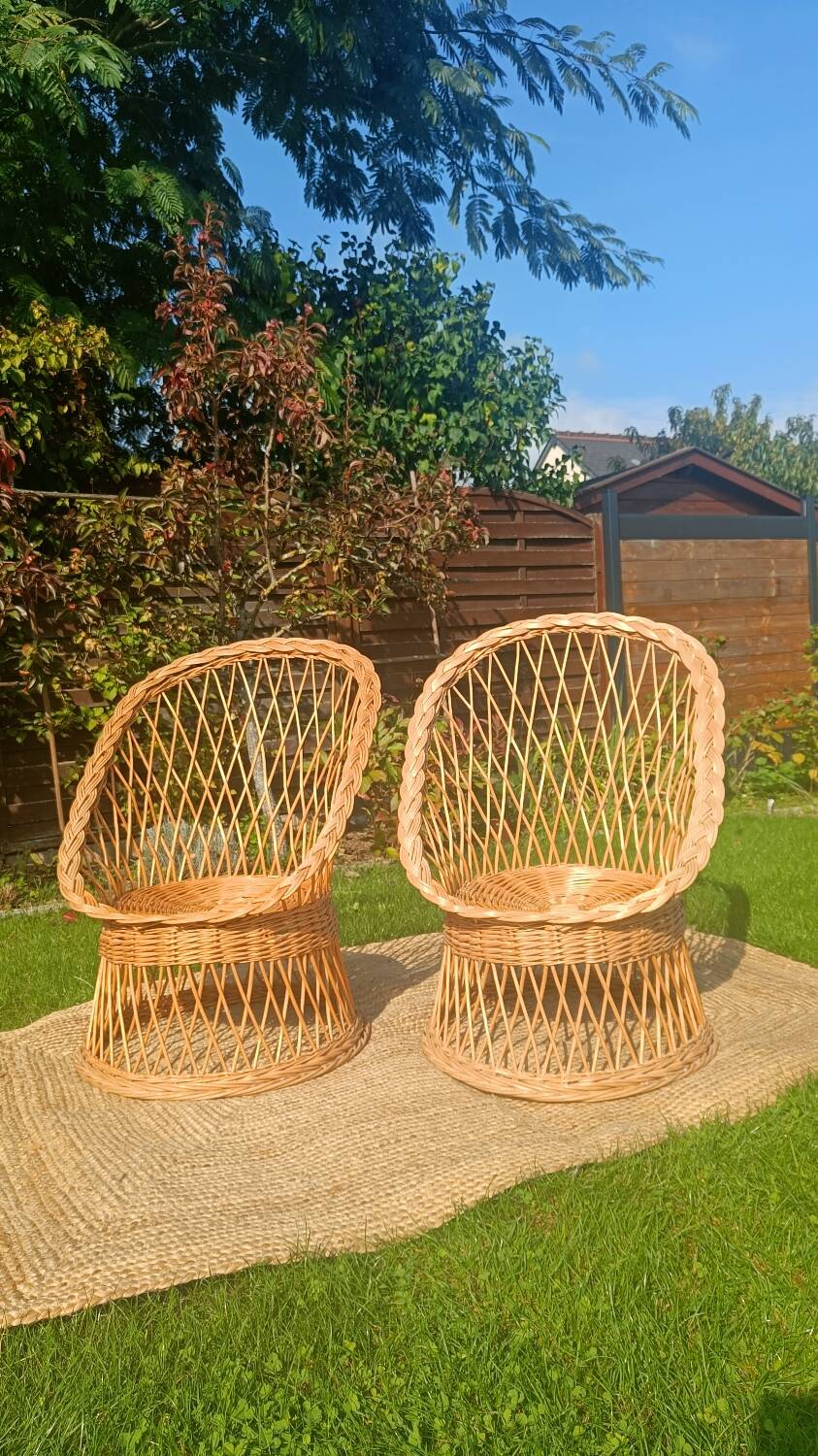 Rattan and wicker basket chairs
