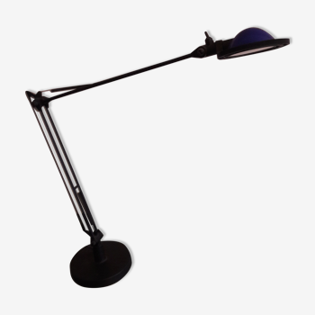 Model Berenice articulated desk lamp brand Luceplan with blue reflector. Arm length 30×30