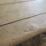 Large antique pine trestle dining table with drawer, Sweden 1780
