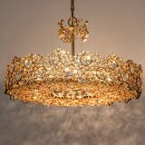 Gilt Brass and Crystal Glass Encrusted Chandeliers by Palwa, Germany, 1970s