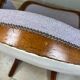 Fauteuil Louis Philippe  en bois et tissu lilas
