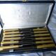 box of 12 stainless steel knives with bakelite handle and silver metal ferrule art decp
