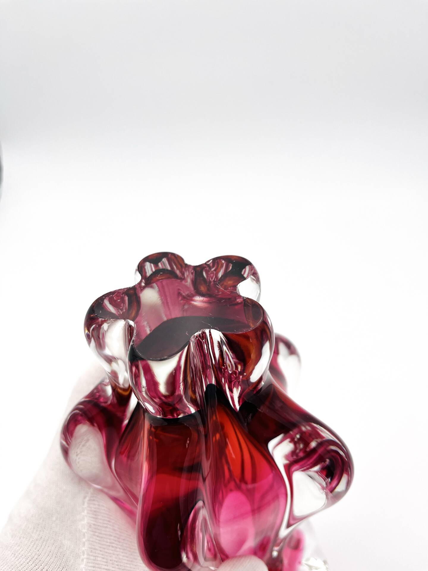 Organic Art Vase Josef Hospodka - Sommerso Ruby/Mandarin