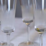 Series of 5 in fine old Crystal champagne flutes, blown mouth of the time napoleon