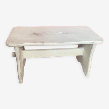 Country footrest in white patinated wood.